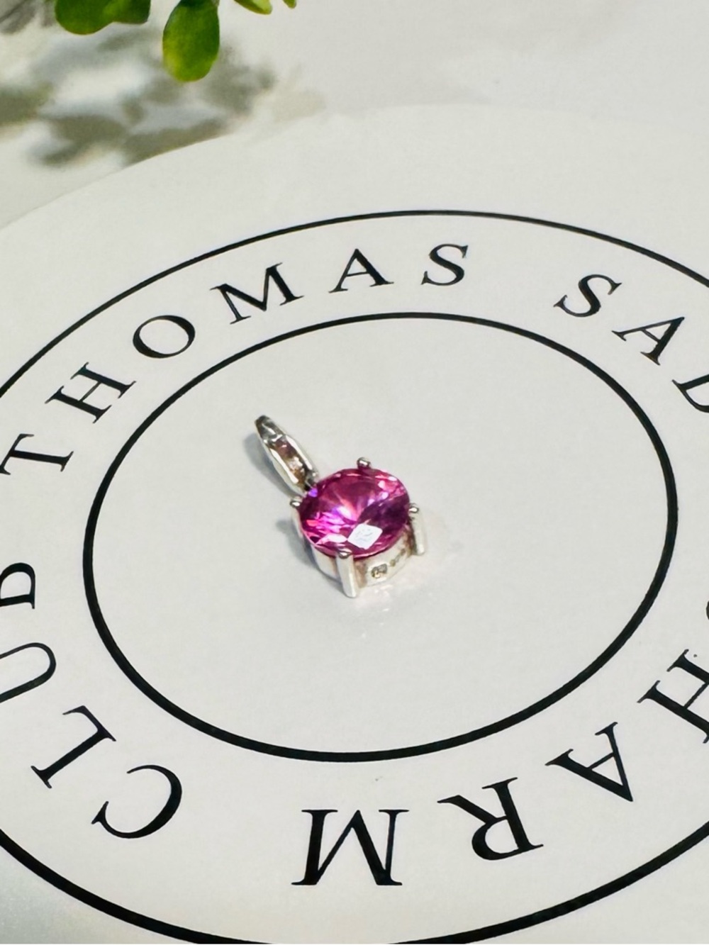 Thomas Sabo Fuchsia Faceted Crystal Clip Charm/Pendant Sterling Silver